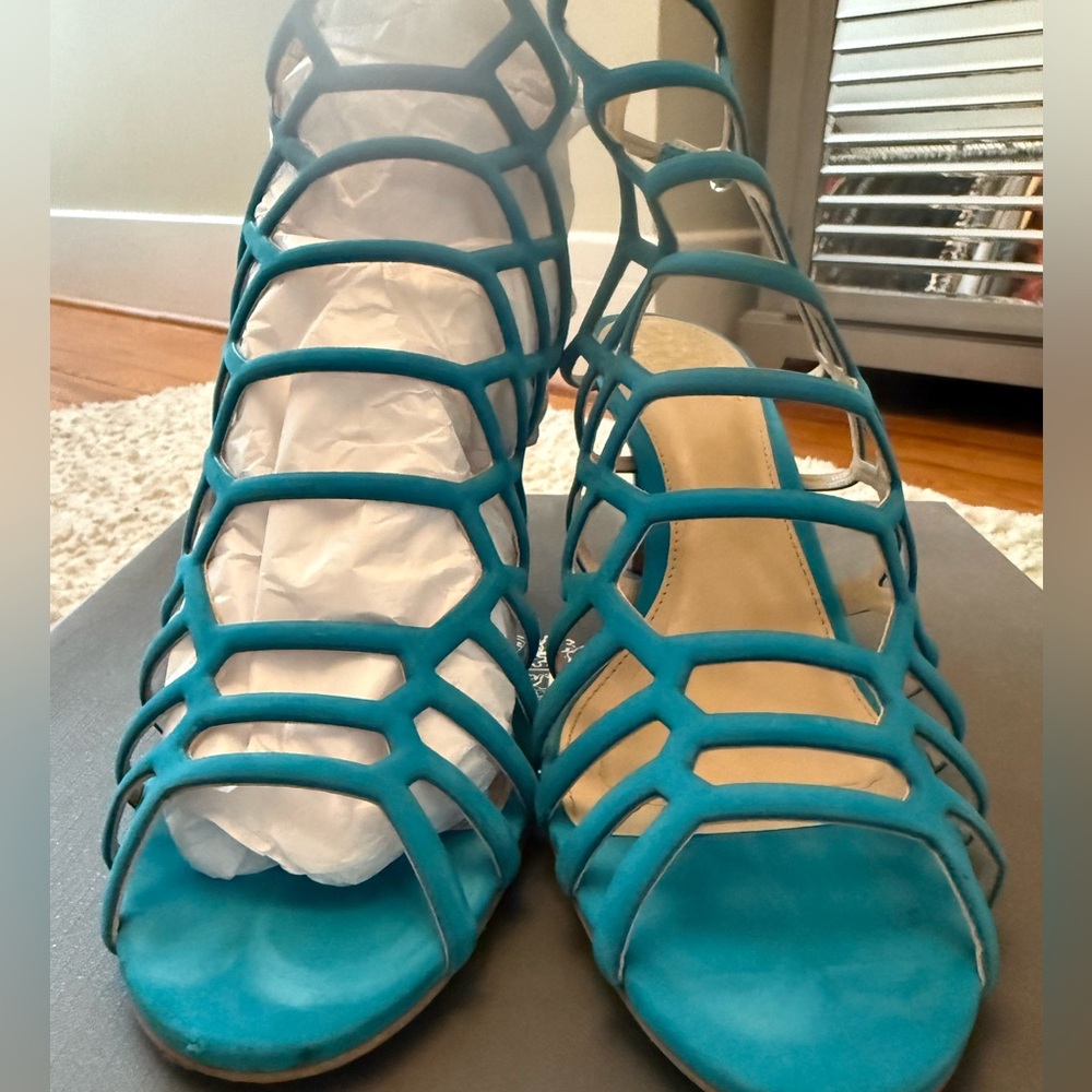 Vince Camuto Turquoise Cage Heels